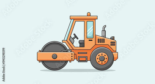 Modern Orange Steamroller Machine For Construction Projects