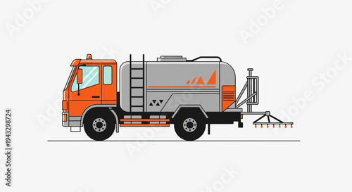 Modern Road Sprayer Truck Vector Illustration for Infrastructure Projects