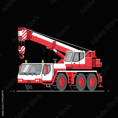 Modern Red Mobile Crane Industrial Vehicle For Construction And Heavy Lifting