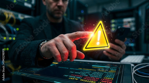 Cybersecurity Alert Concept with Warning Icon for Network Defense Threat Detection and Data Protection in Secure Digital Systems