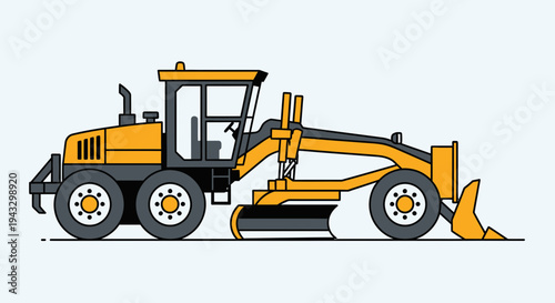 Modern Road Grader Machine Illustration For Construction And Infrastructure Projects
