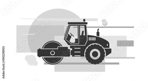 Modern Steamroller Icon For Road Construction And Engineering Projects