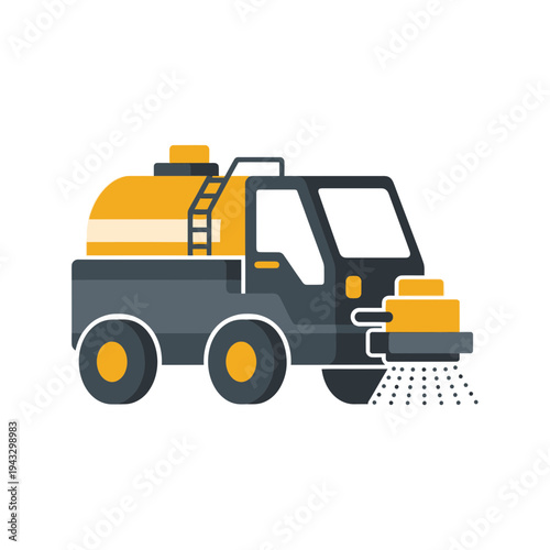 Modern Street Cleaning Vehicle Icon Urban Sanitation Equipment Illustration