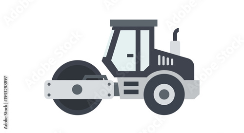 Modern Steamroller Vehicle For Road Construction And Maintenance