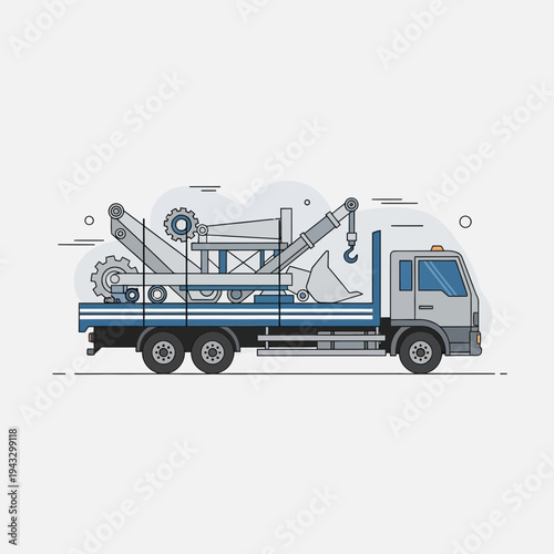 Modern Tow Truck Illustration Industrial Vehicle Service Machine