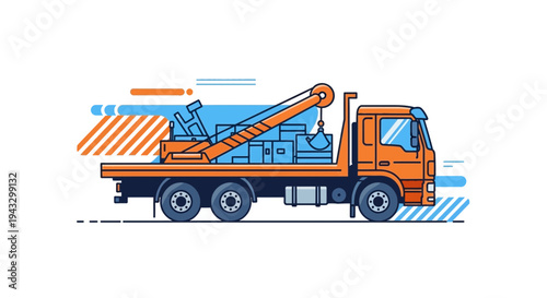 Modern Tow Truck Illustration With Dynamic Background Elements