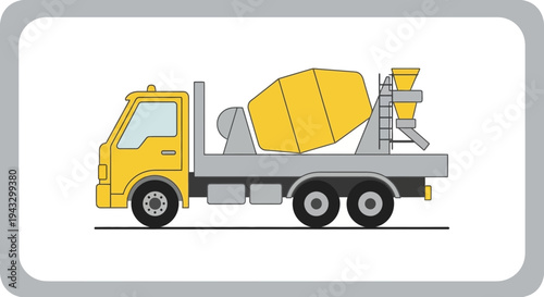 Modern Yellow Cement Mixer Truck Illustration