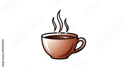 Steaming hot coffee cup in a warm inviting ceramic mug emitting wisps of fragrant steam perfect for morning rituals cafes or cozy break time illustrations isolated on a clean