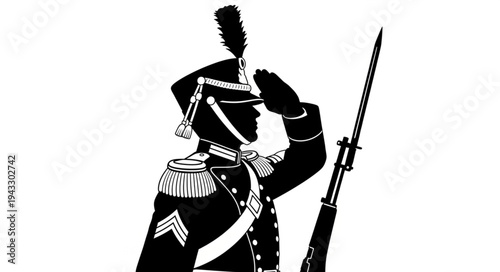 Soldier in Military Uniform Standing.