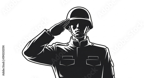 Soldier Saluting in Uniform.