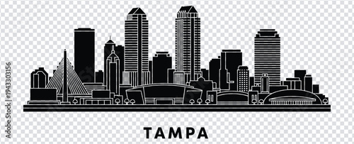 Obraz na płótnie Tampa city skyline silhouette vector illustration with modern buildings