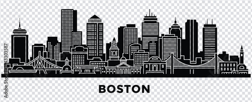 Boston city skyline silhouette illustration
