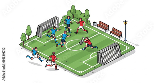 Soccer Players on Field Playing Game.