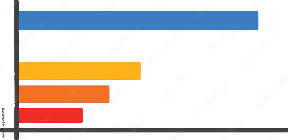 Obraz premium Horizontal bar chart for data ranking vector illustration