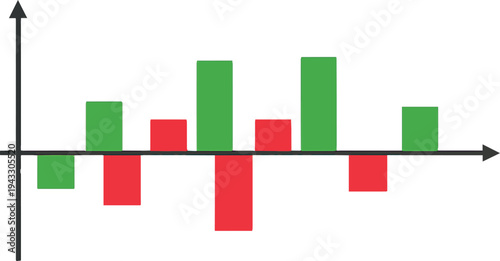 Positive and negative bar chart for profit loss vector illustration