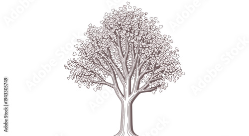 A detailed illustration of a tree with sprawling branches and leaves in a sketch style