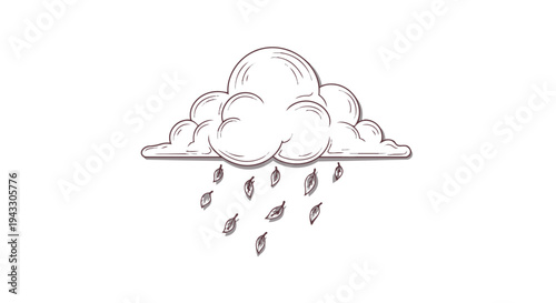 A simple line drawing of a rain cloud with raindrops falling from it