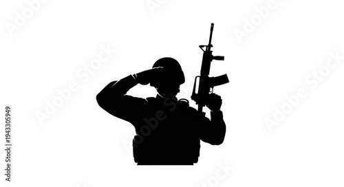 Soldier Silhouette with Rifle Salute.