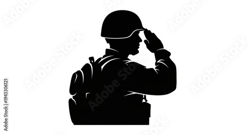 Soldier Saluting with Helmet.