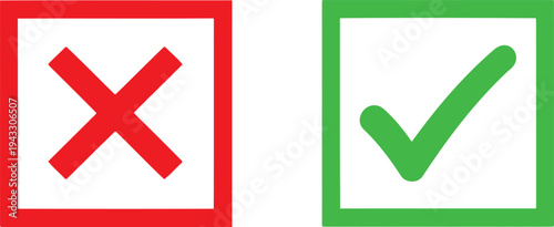 Visual representation of correct and incorrect actions using check and cross marks Vector