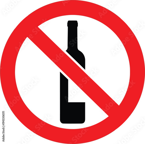 Prohibition symbol indicating no alcoholic beverages allowed in the area Vector