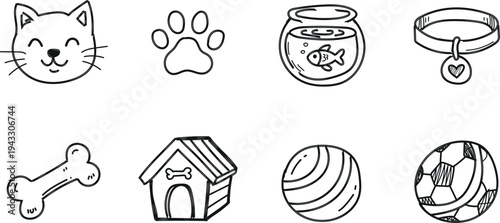 Cute pet icons and accessories