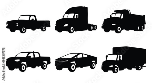 Black silhouette icons depicting various vehicle types including trucks cars and vans