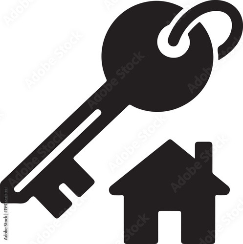 House Key with Home – Real Estate Property Access Illustration