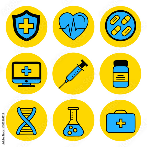 Golden Isometric Advanced Medical and Healthcare Vector Icon Set