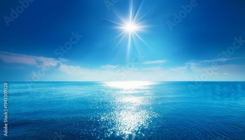 Sun Light Reflecting Or Sparkling Glitter On Water Of Sea Or Ocean With Beautiful Sky Blue Light Tone