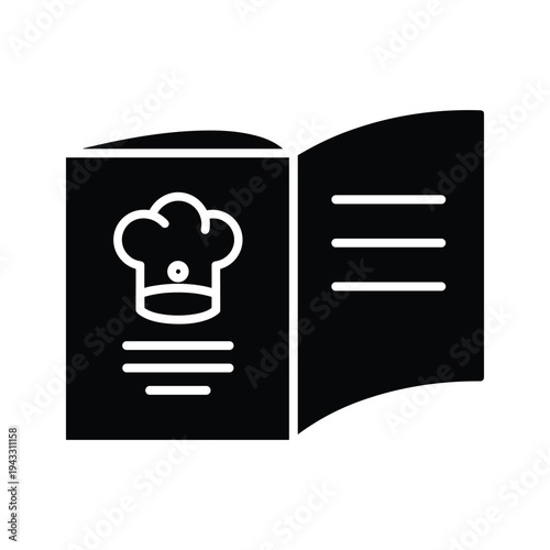 Open Cookbook Icon with Chef Hat Symbol