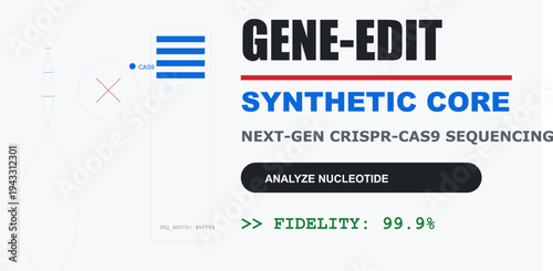 Cutting-edge gene editing CRISPR-Cas9 sequencing technology interface for genomic analysis, synthetic biology, and future research.