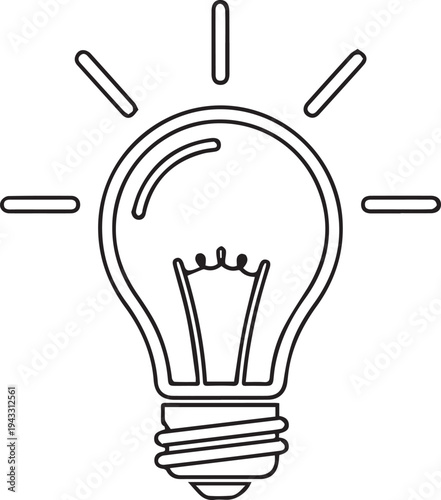 Light bulb icon representing idea and innovation, simple line art, bright inspiration concept
