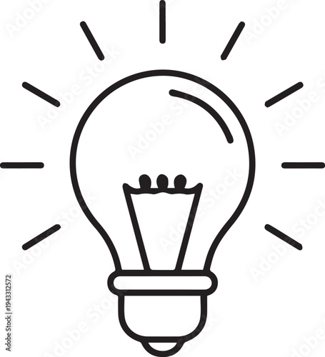 Inspiration light bulb symbol, innovation idea concept, creative thought process, graphic outline