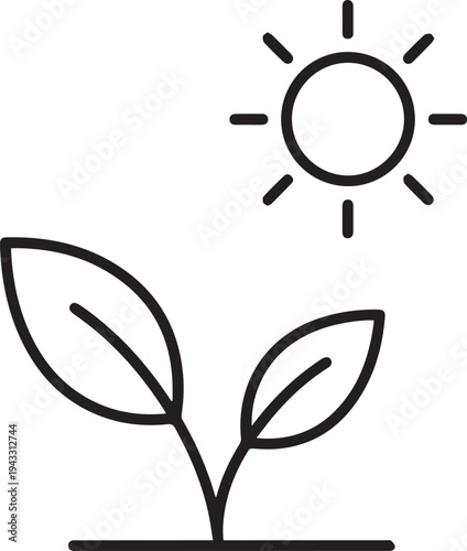 Sprout growing under sun light symbol representing ecology nature sustainability and organic growth