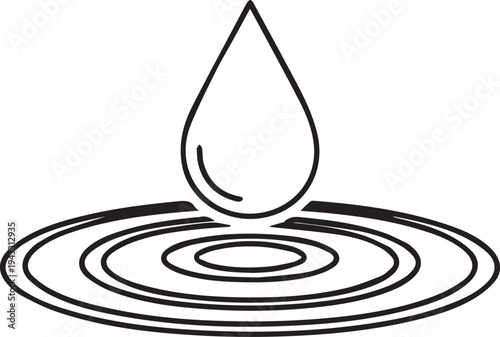 Water drop falling into water creating ripple effect symbol of impact change flow motion resonance nature background