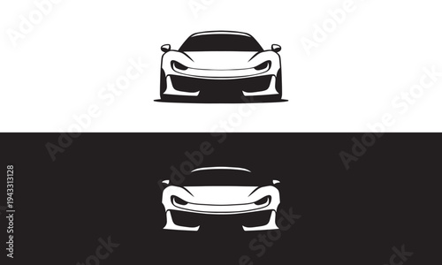 Car Logo icon black and white Abstract Vector illustration