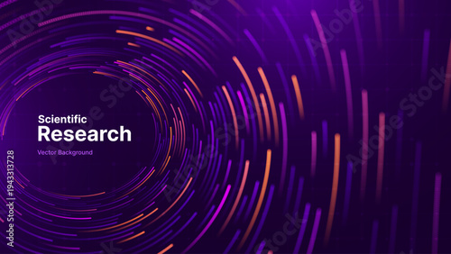 High-Tech Particles Fractal Data Stream Graph Concept. Science, AI, and Futuristic Data Visualizations Presentation Background. Dynamic Light Effects BG.