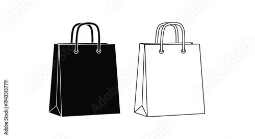 Two shopping bags in contrasting colors black and white side by side