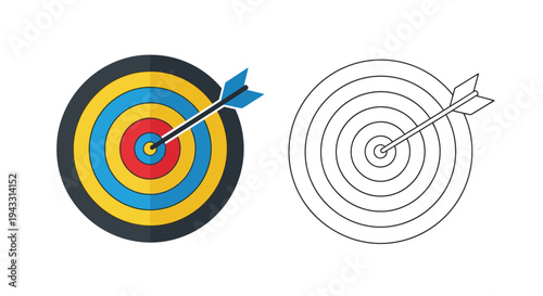 Colorful and outlined target with arrow representing precision and goal achievement
