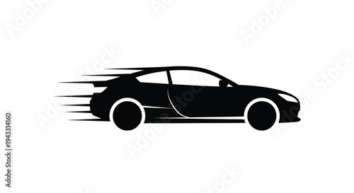 Silhouette of a speeding sports car with motion lines