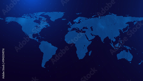 Global Digital Network Map Featuring Futuristic Connections Across Continents With Smart Data Points