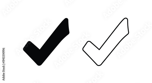 Two checkmark symbols one filled one outlined in black and white