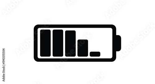 Black and white illustration of a partially depleted battery icon