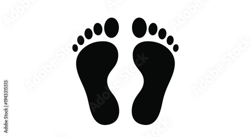 Simple black silhouette illustration of two human feet facing forward