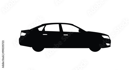 Silhouette of a modern sedan vehicle against a plain white background