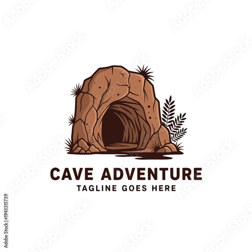 Exploring Ancient Caves: A Vector Illustration of a Natural Underground Grotto Entrance