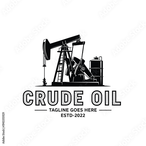 Oil Well Pump Jack Vector Illustration for Energy Industry and Crude Oil Extraction