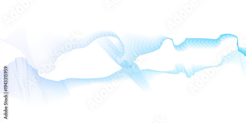 Abstract 3D vector smooth curve wave colorful pastel blue purple gradient isolated on white background with space for text banner in concept modern, music, science, technology.