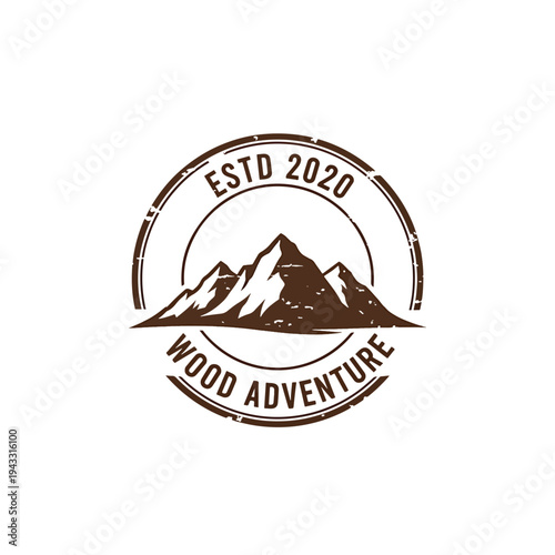 Vintage Mountain Adventure Emblem for Outdoor Exploration and Wilderness Travel
